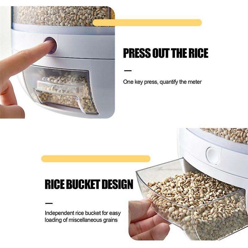 1Pcs 360-Degree Rotation, Sealed Dry Food Barrel Dispenser Moisture-Proof Kitchen Container Storage