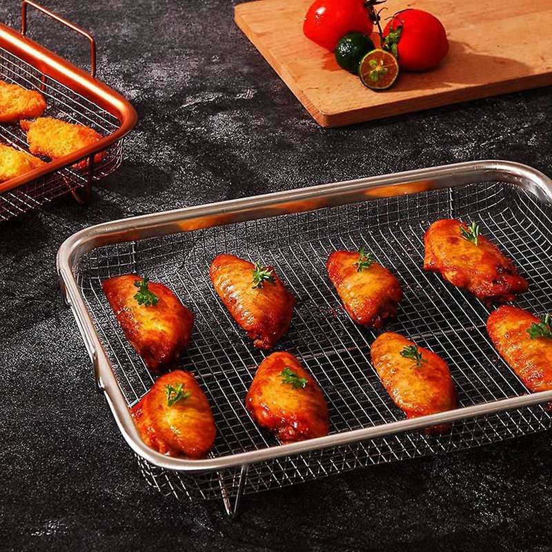 1Pcs Basket for , Stainless Steel Grill Basket, Non-Stick Mesh Basket, Tray Wire Rack Basket