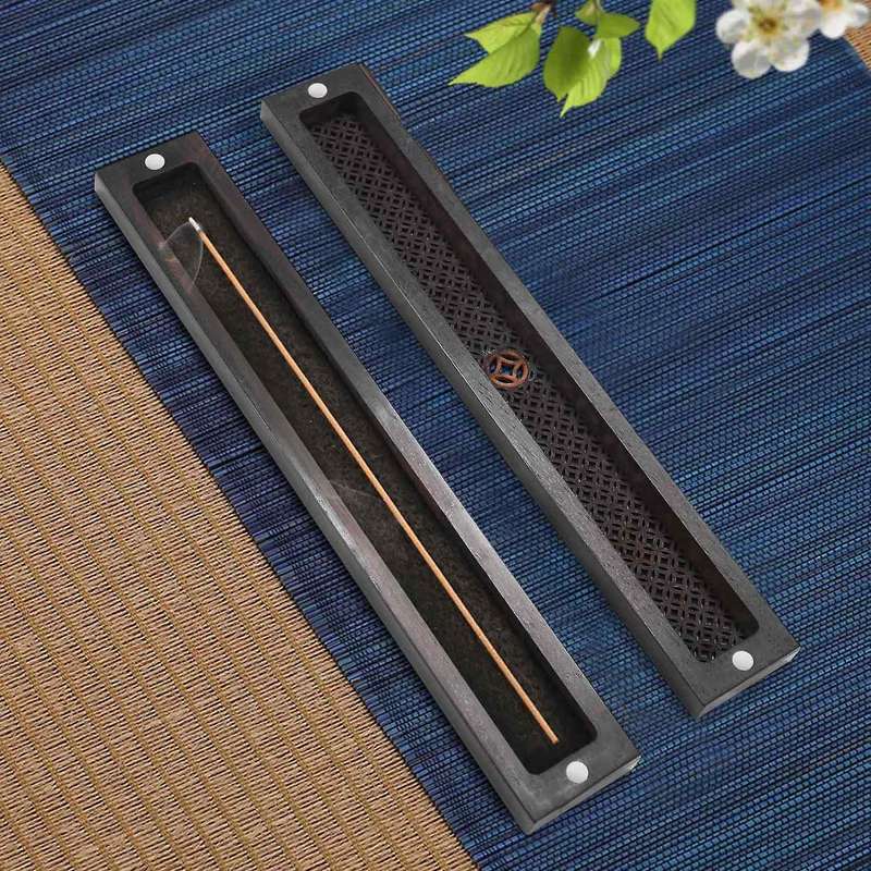 1pcs Black Wooden Holder Coffin Burner Wood Burner Box Aromatherapy Censer Office B