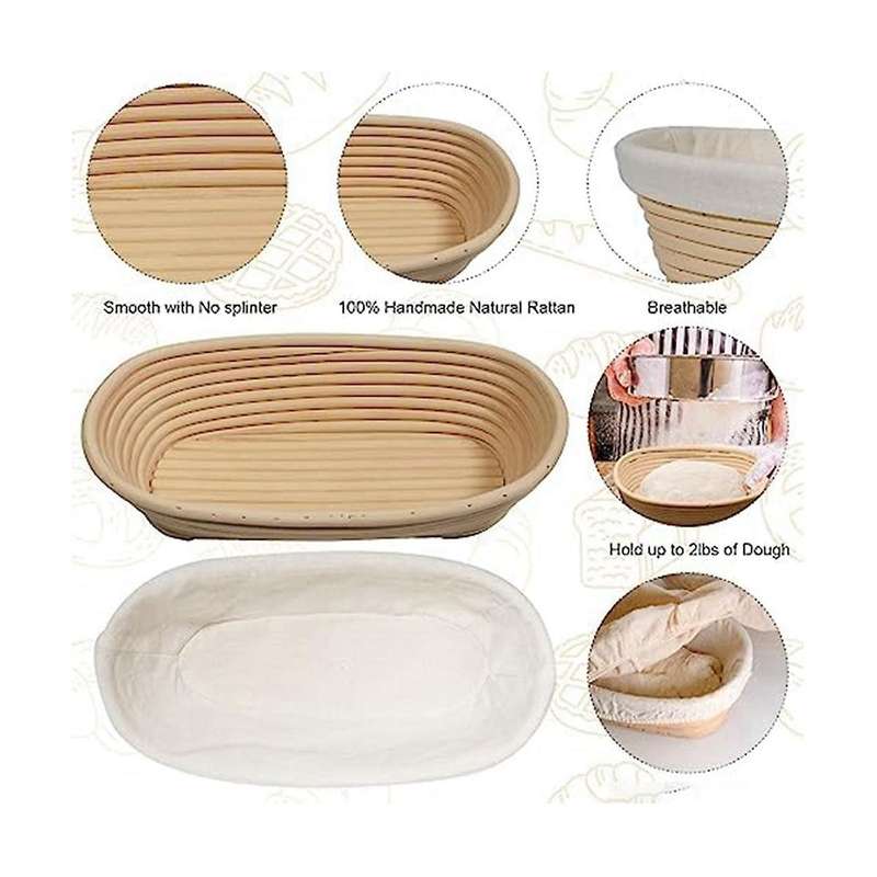1pcs Bread Baking, Oval Bread Fermentation Basket, with Flour Mixer Accessories, Used for Kitchen Ma