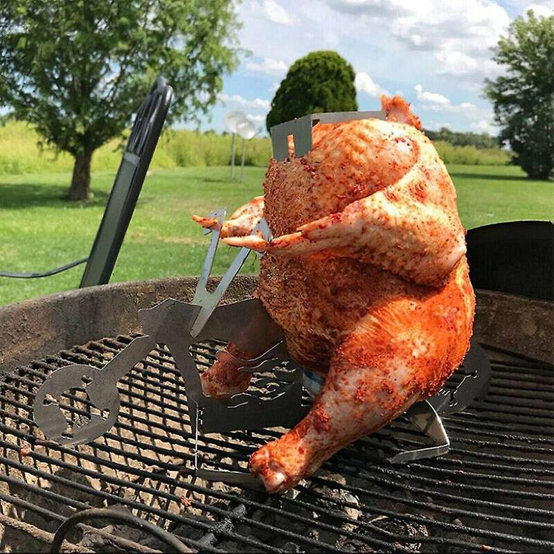 1pcs Camping Barbecue Supplies Chicken Stand Portable Beer Motorcycle Stainless Steel Bbq Oven Grill