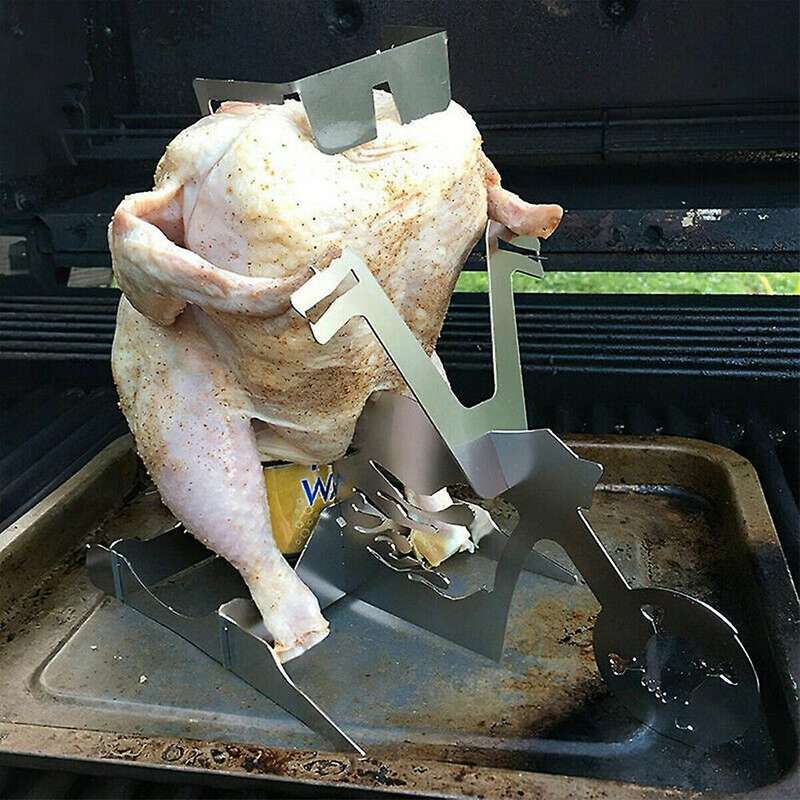 1pcs Camping Barbecue Supplies Chicken Stand Portable Beer Motorcycle Stainless Steel Bbq Oven Grill