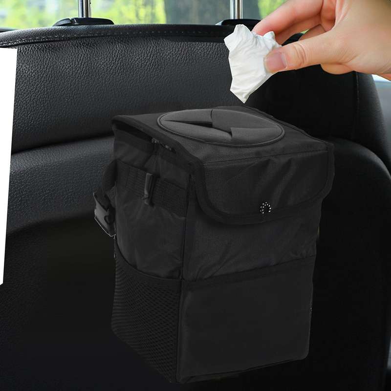 1pcs Car Garbage Bag Waterproof Car Trash Can with Lid Auto Door Back Garbage Bag Hanging Leak-proo