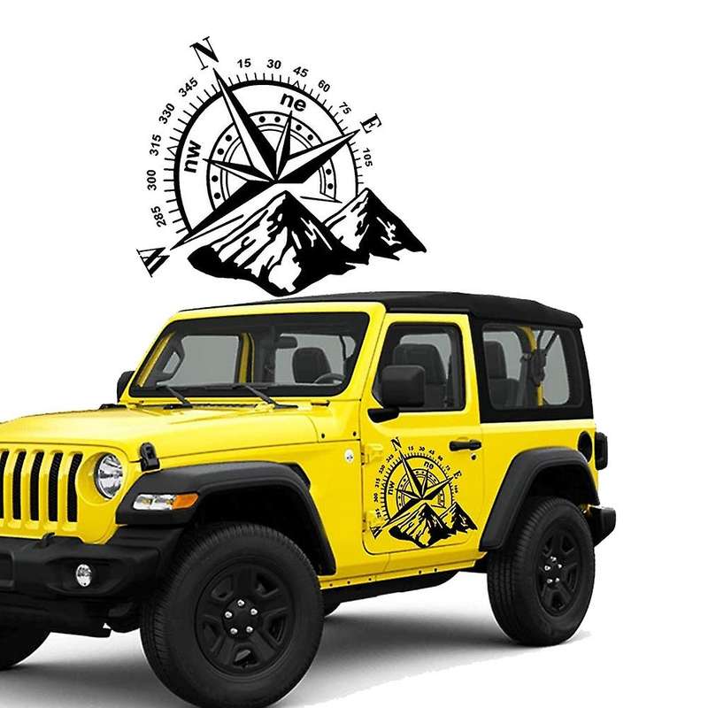 1Pcs Car Off-Road SUV Side Body Sticker Compass Mountain Decals Sticker Compatible SUV Off-Road Wate