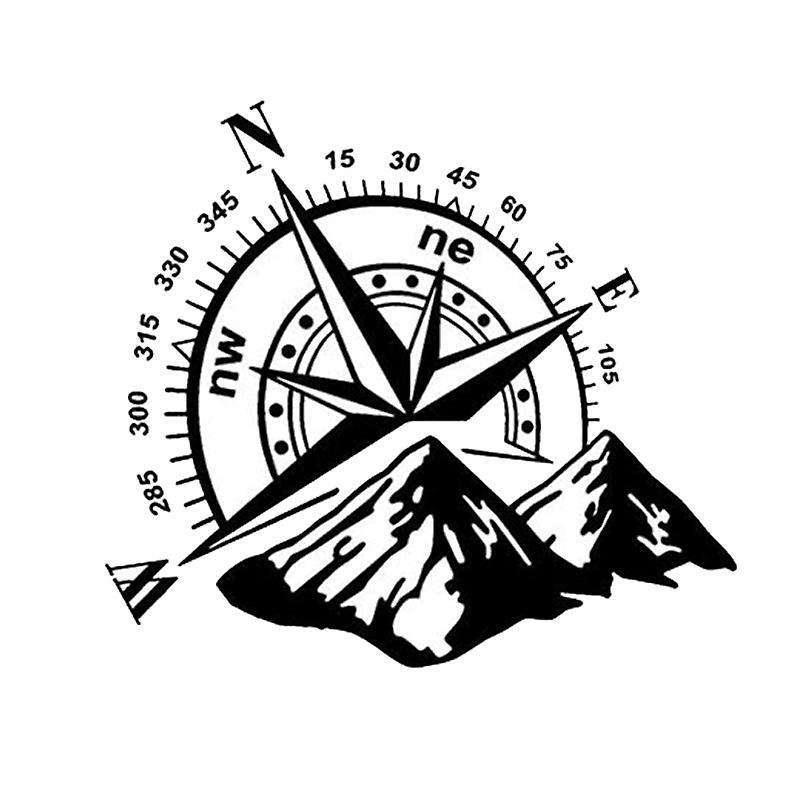 1Pcs Car Off-Road SUV Side Body Sticker Compass Mountain Decals Sticker Compatible SUV Off-Road Wate