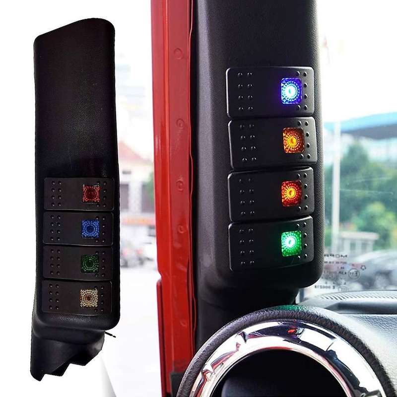 1Pcs Car Right Side A-Pillar 4 LED Switch Pod Panel Kit for Wrangler JK 2007-2018 Interior Accessori