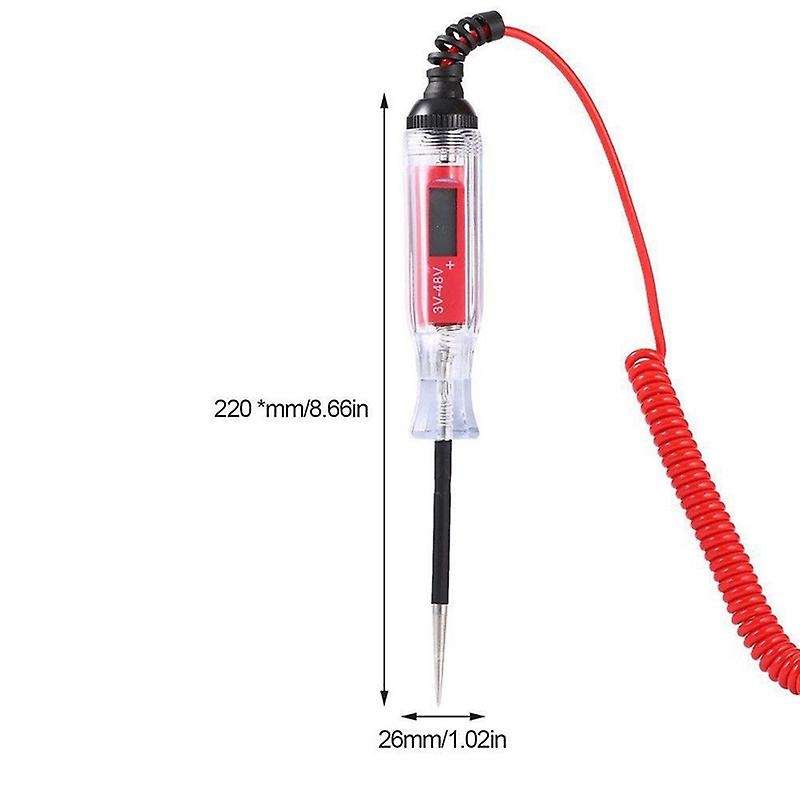 1Pcs Car Voltage Test Pen with Spring Dc 3-48V Transparent Car Truck Motorcycle Lamp Electrician Tes