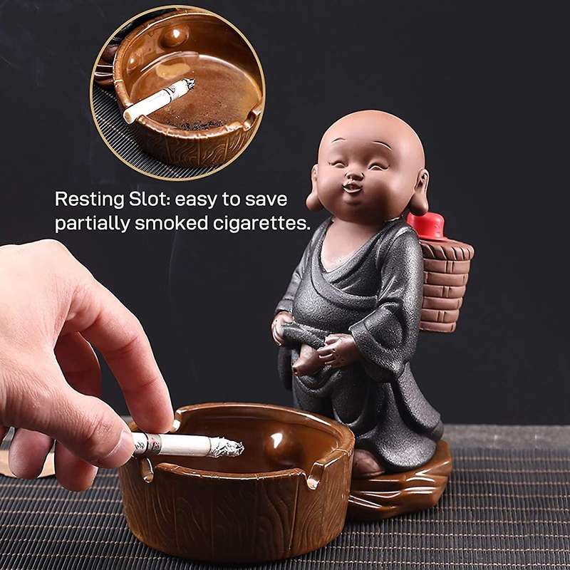 1Pcs Cermic Ashtray Cute Little Personality Funny Office Essential Home Furnishing Crafts Decor,Bron