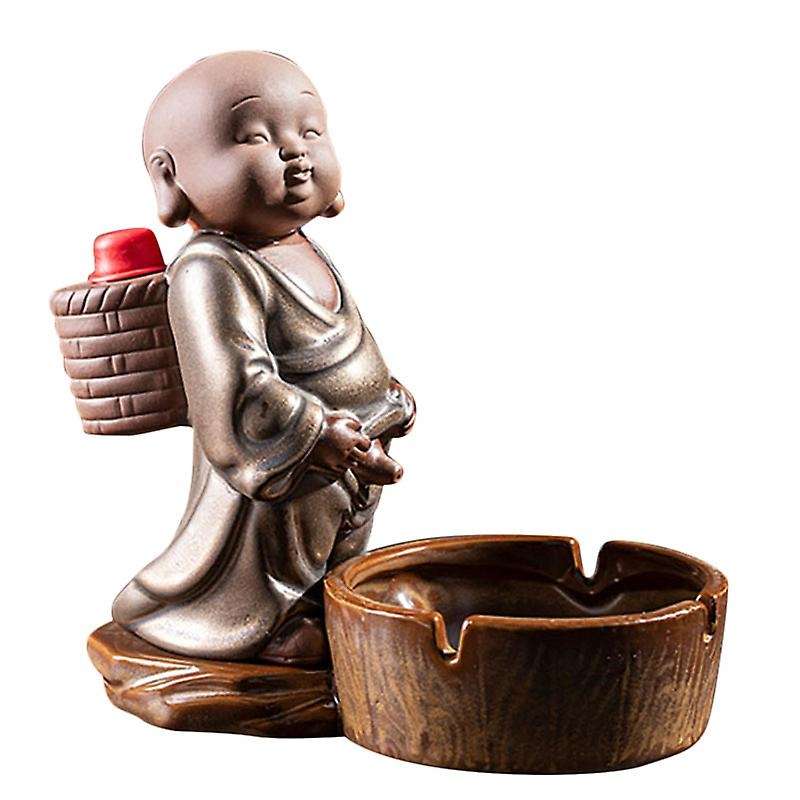 1Pcs Cermic Ashtray Cute Little Personality Funny Office Essential Home Furnishing Crafts Decor,Bron