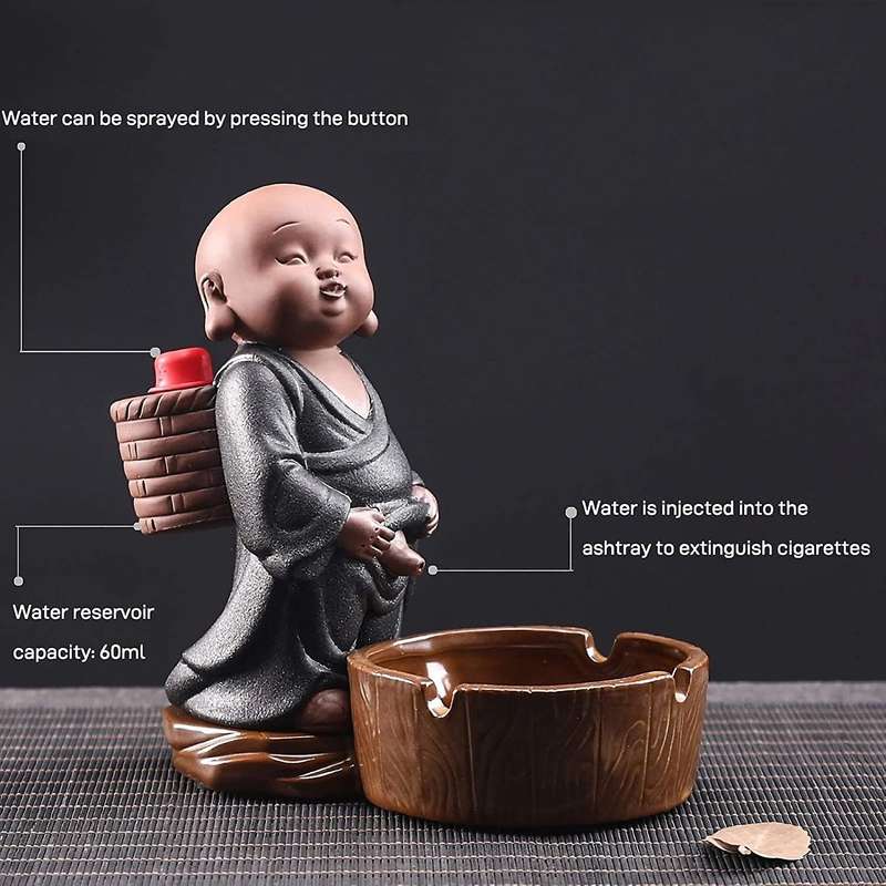 1Pcs Cermic Ashtray Cute Little Personality Funny Office Essential Home Furnishing Crafts Decor,Bron