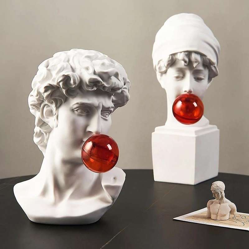 1Pcs Classic Busts Statue Greek Mythology Figurine Bubble David Portrait Sculpture Resin Practice Cr