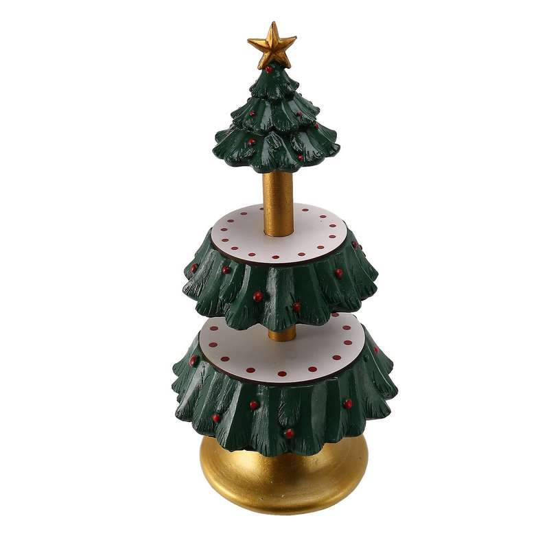 1Pcs Christmas Tree Dessert Table Holiday Party Candy Plate Snack Tray Xmas Snack Rack Holder Double