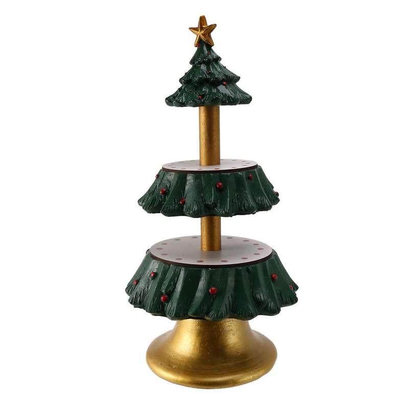1Pcs Christmas Tree Dessert Table Holiday Party Candy Plate Snack Tray Xmas Snack Rack Holder Double