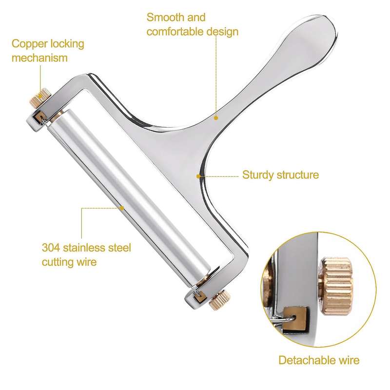 1pcs Cheese Slicer Adjustable Thickness Stainless Steel Cheese Slicer Grater Butter and Cheese Grat