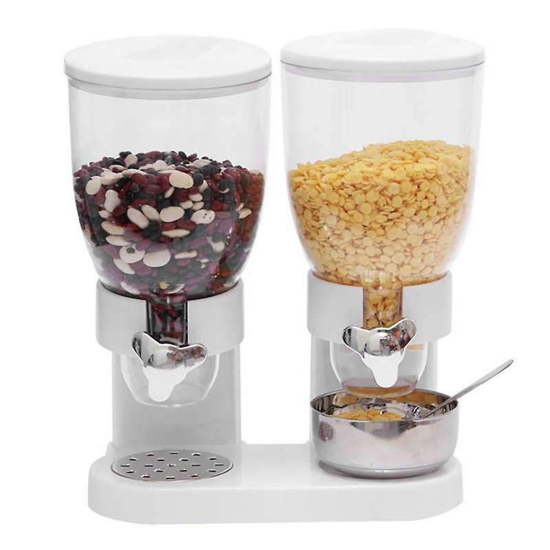 1Pcs Double Tower Cereal Dispenser Candy Snack Cylinder Jars Twin Cylinder Dry Food Storage Dispense