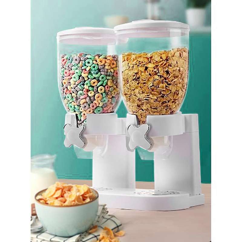 1Pcs Double Tower Cereal Dispenser Candy Snack Cylinder Jars Twin Cylinder Dry Food Storage Dispense