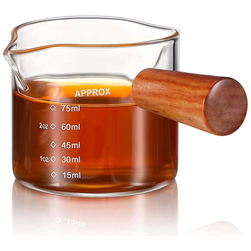 1Pcs Double Spout Espresso Glass Coffee Double Spouts Glass Espresso Measuring Glass Coffee Carafe G