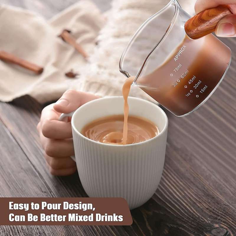 1Pcs Double Spout Espresso Glass Coffee Double Spouts Glass Espresso Measuring Glass Coffee Carafe G