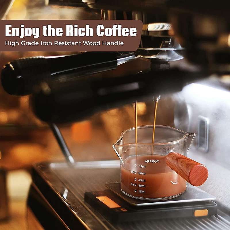 1Pcs Double Spout Espresso Glass Coffee Double Spouts Glass Espresso Measuring Glass Coffee Carafe G