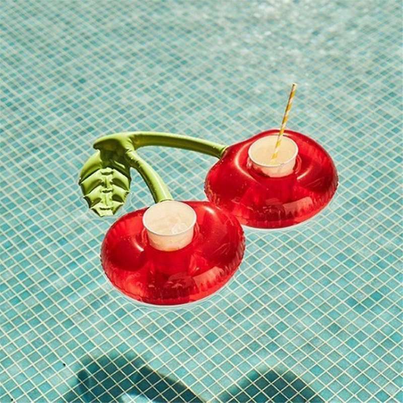 1Pcs Floating Inflatable Cup Holder Swimming Pool Drink Inflatable Ring Swimming Pool Double Mouth C