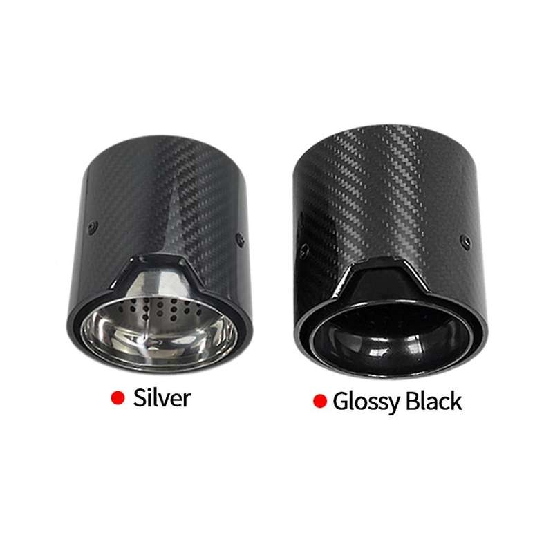 1pcs Glossy Carbon Fiber Exhaust Tip Auspuffspitze for M2 M3 M135i M235i M140i M240i Silver Glossy