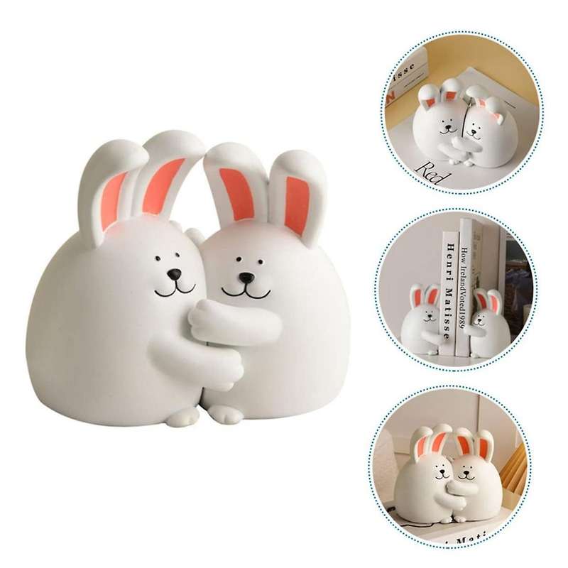 1pcs Hug Rabbit Bookend Rabbit Book Stand Crafted Book Ends Bookends Holders Animal