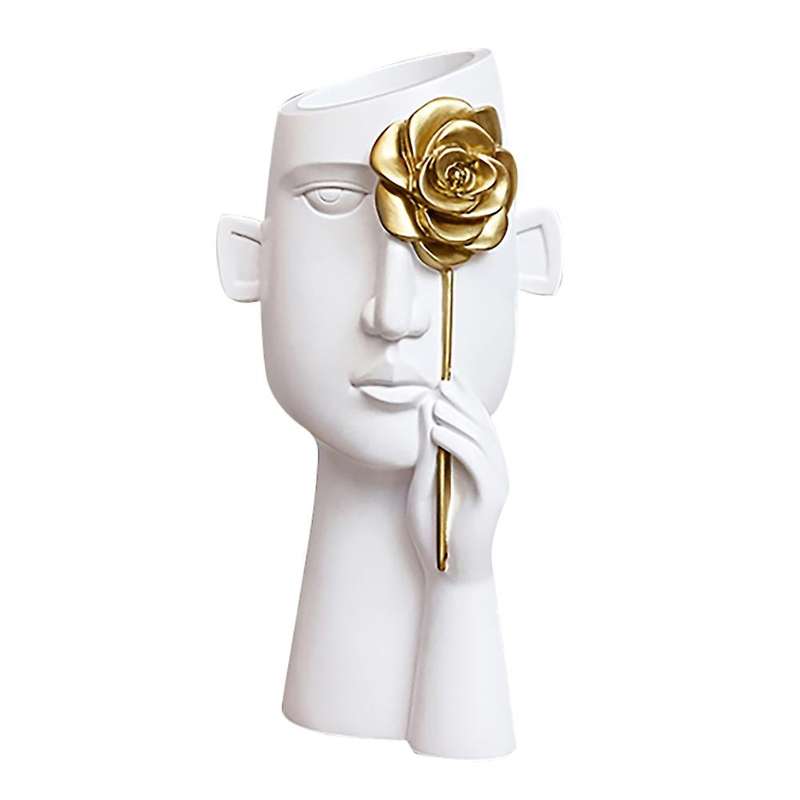 1Pcs Human Face Vase Flower Pot Flower Arrangement Dried Flowers Resin Plant Pots Luxury Home Decora