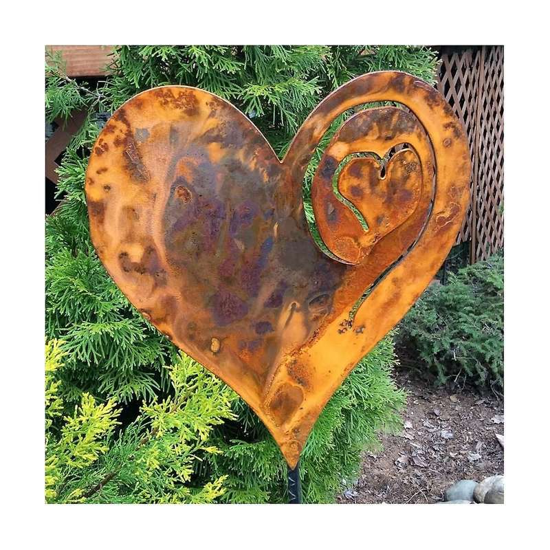 1pcs Heart In The Garden Rusted Heart Made Of 14ga Metal Heart Stake In The Garden