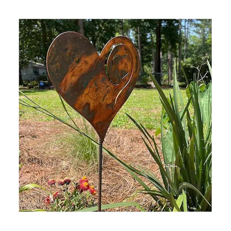 1pcs Heart In The Garden Rusted Heart Made Of 14ga Metal Heart Stake In The Garden