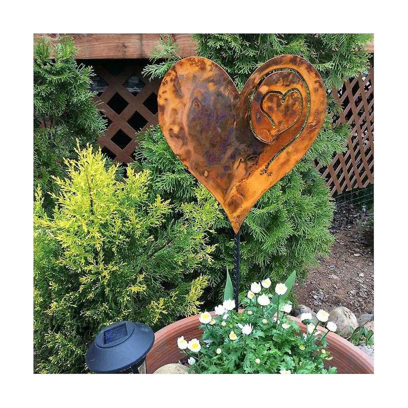 1pcs Heart In The Garden Rusted Heart Made Of 14ga Metal Heart Stake In The Garden