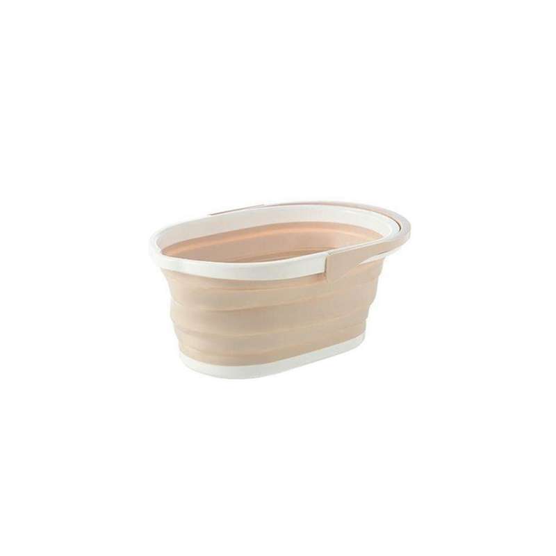 1pcs Khaki Foldable Water Bucket, Outdoor Cleaning Plastic Bucket, Clothing Storage Bucket, Debris S