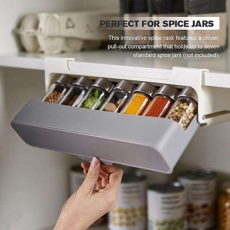 1Pcs Kitchen Storage Rack Spice Jars Spice Organizer Self-Adhesive Under Desk Drawer Hiddens Storage