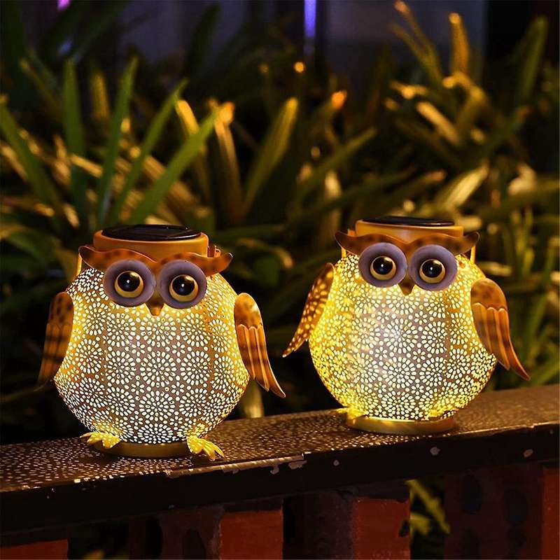 1Pcs Iron Art Solar Owl Ground Light Crafts Garden Lawn Outdoor Garden Decorative Lamp LED Solar Lig