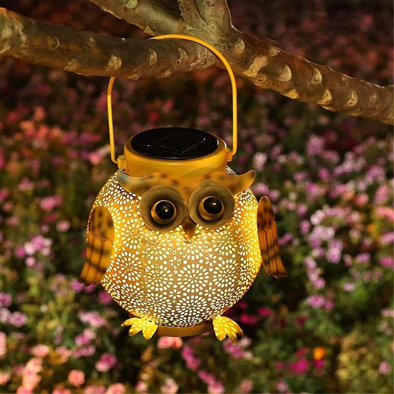 1Pcs Iron Art Solar Owl Ground Light Crafts Garden Lawn Outdoor Garden Decorative Lamp LED Solar Lig