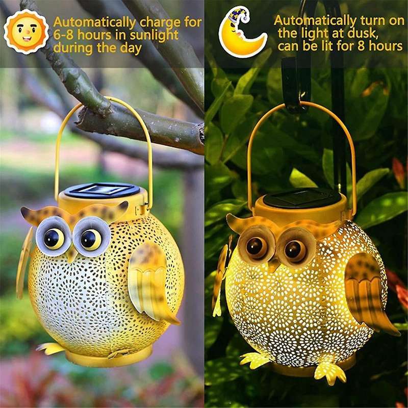 1Pcs Iron Art Solar Owl Ground Light Crafts Garden Lawn Outdoor Garden Decorative Lamp LED Solar Lig