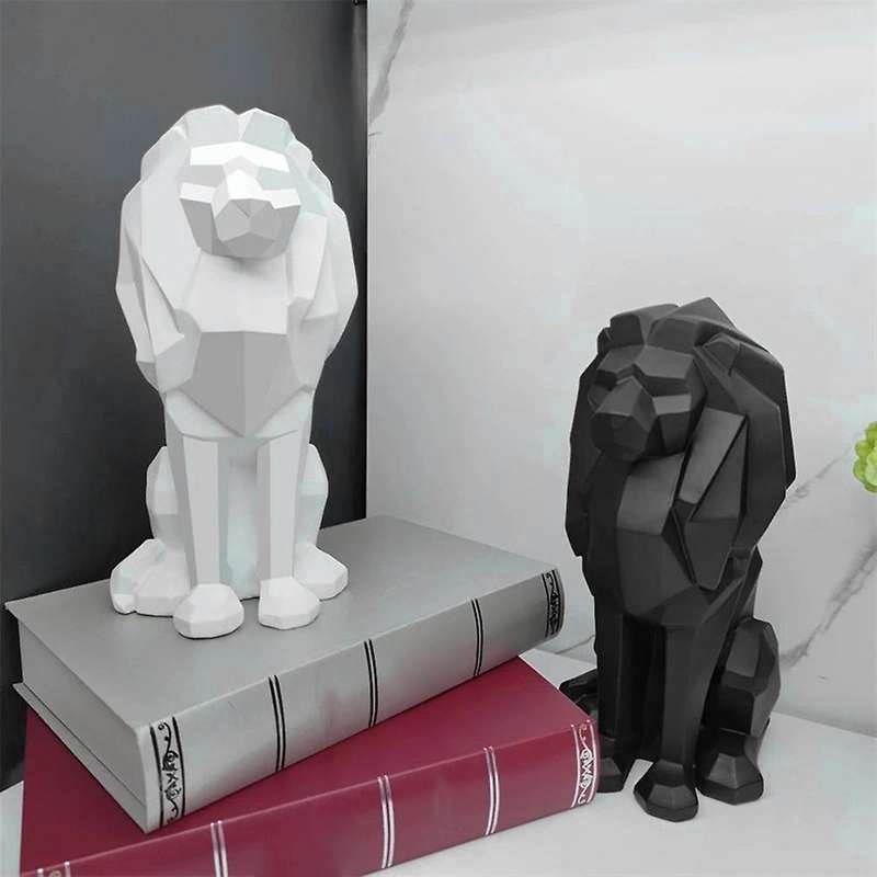 1Pcs Lion Statues Geometric Sculpture Ornaments Nordic Home Decor Resin Crafts Room Lion Model B