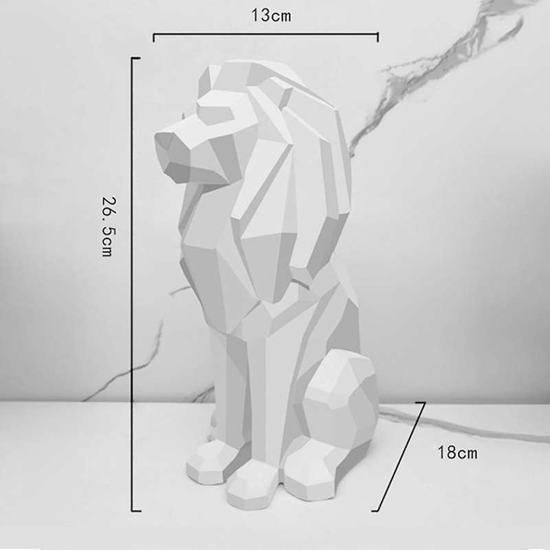1Pcs Lion Statues Geometric Sculpture Ornaments Nordic Home Decor Resin Crafts Room Lion Model B