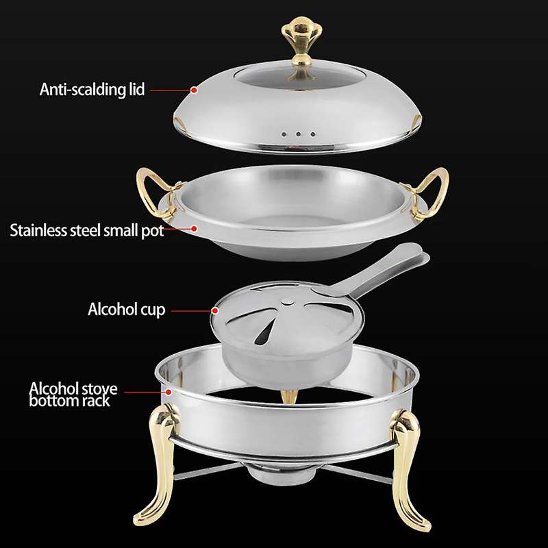 1pcs Mini Hotpot Pot Holder Stainless Steel Hotpot Set Tempered Glass Lid Chafing Dish Buffet Pan F