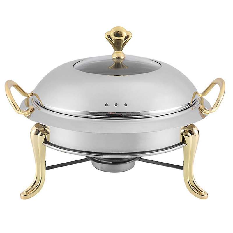 1pcs Mini Hotpot Pot Holder Stainless Steel Hotpot Set Tempered Glass Lid Chafing Dish Buffet Pan F