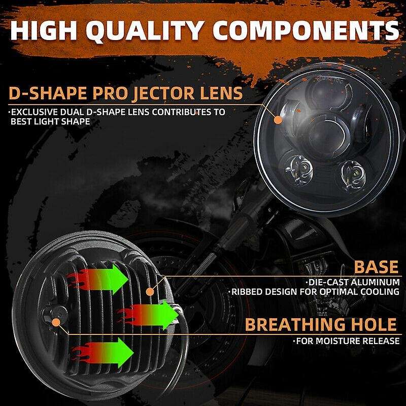 1Pcs Motorcycle Headlamp 90W 5-3/4inch 5.75inch Inch LED Projector Headlight DRL