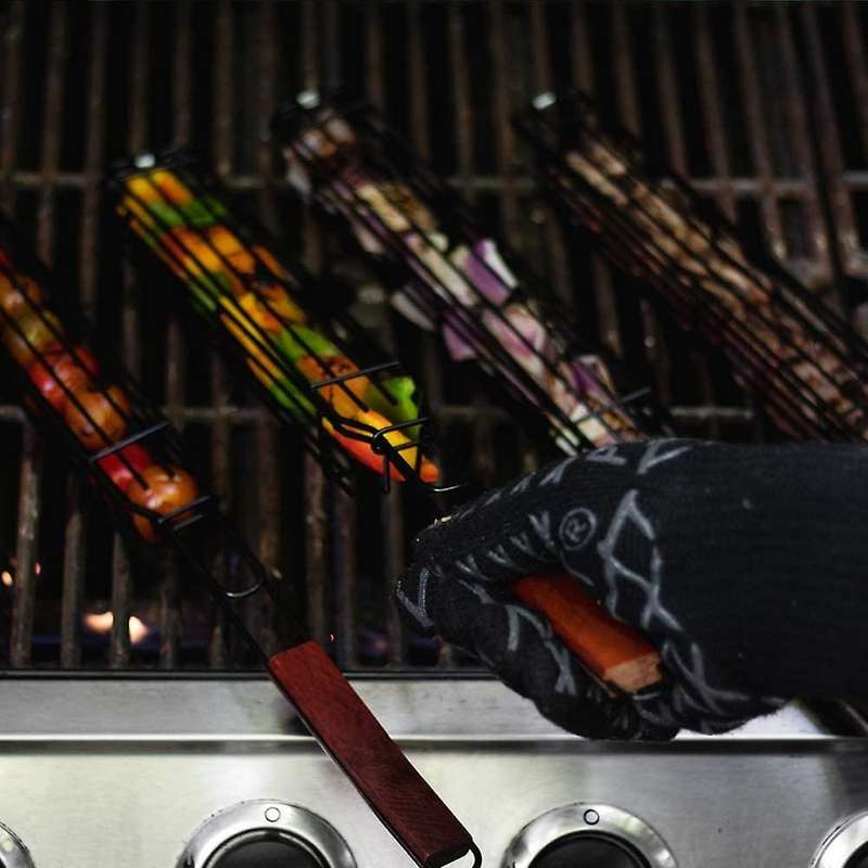 1Pcs Portable BBQ Barbecue Grilling Basket Nonstick Grilling Kabob Basket for Meats Vegetables Steak