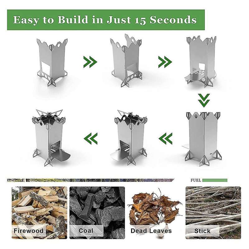 1Pcs Portable Stainless Steel Wood Stove Camping Stove Wood Stove Camping Accessories