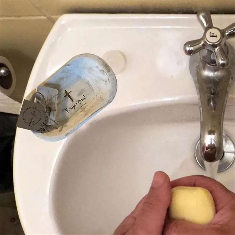1PCS Resin Soap Dish Holder Resin Vintage White Soap Holder for Shower Bathroom Kitchen Sink Retro C