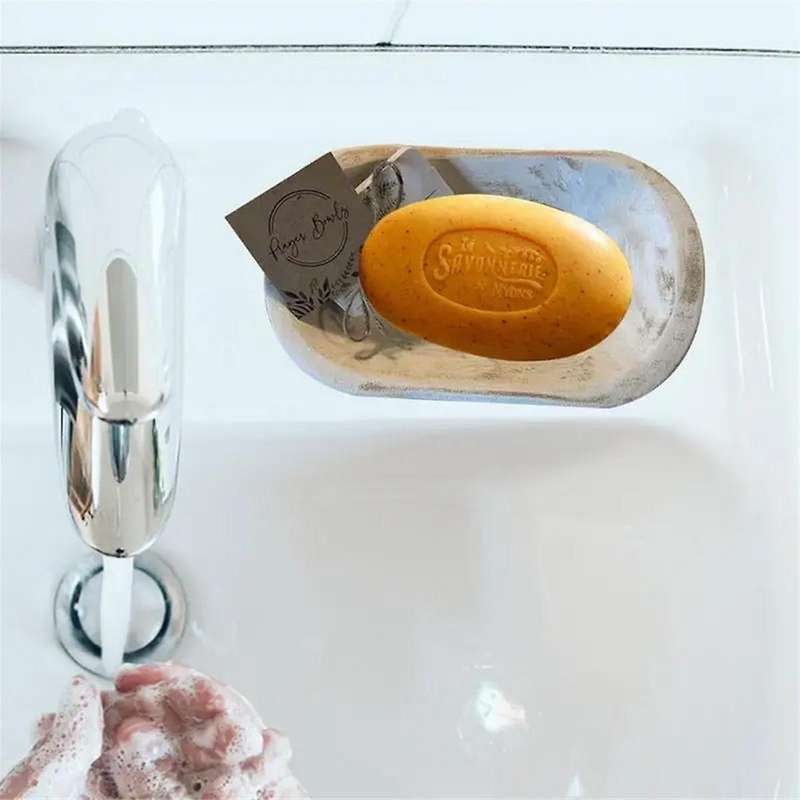 1PCS Resin Soap Dish Holder Resin Vintage White Soap Holder for Shower Bathroom Kitchen Sink Retro C