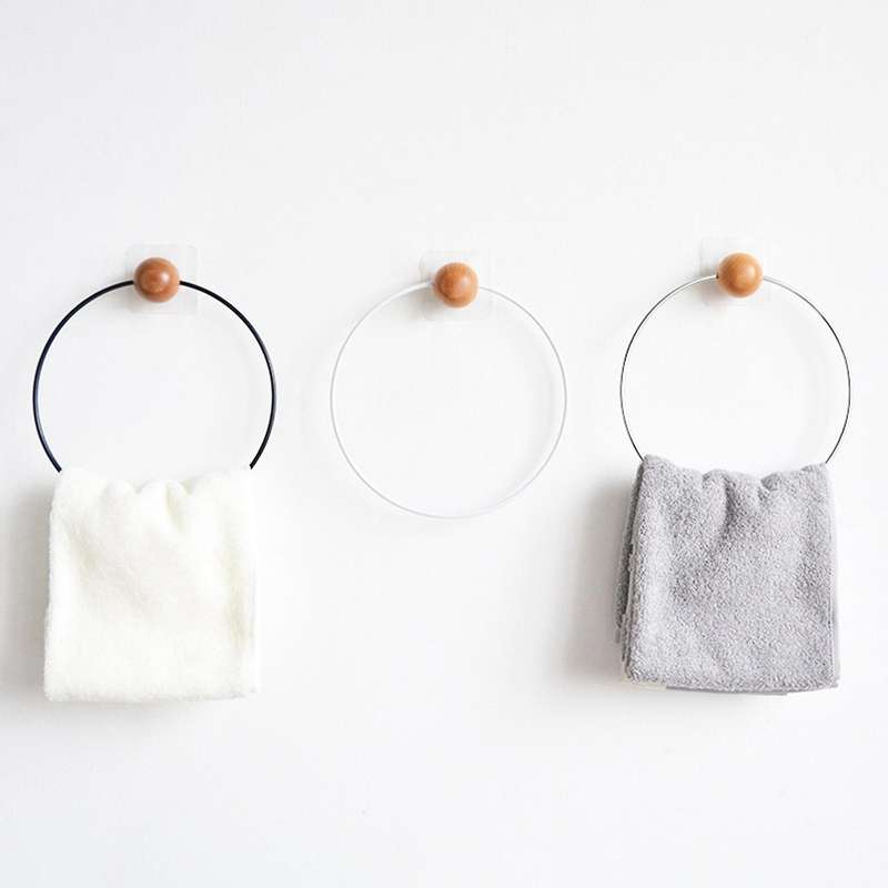 1PCS Simple Towel Holder Round Towel Ring Wall Mounted Towel Rack Shelf for Home Hotel Bathroom Acce