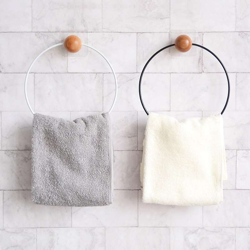 1PCS Simple Towel Holder Round Towel Ring Wall Mounted Towel Rack Shelf for Home Hotel Bathroom Acce