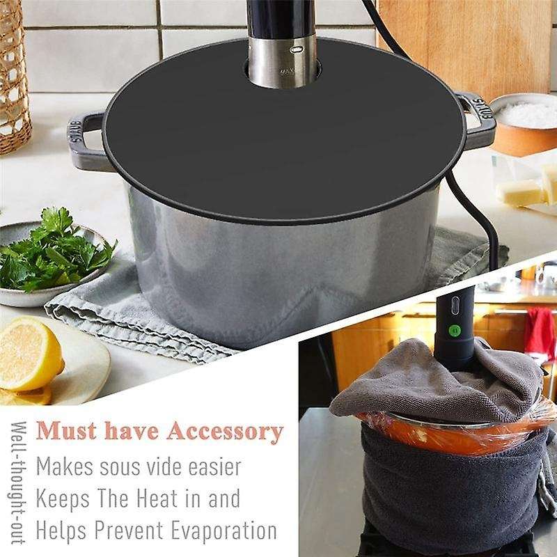1pcs Silicone - Fits Up to 10.5inch Pots - Compatible for Sous Vide Precision Cookers Gray