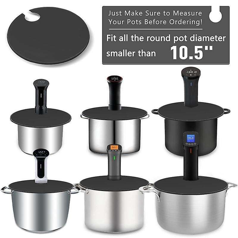 1pcs Silicone - Fits Up to 10.5inch Pots - Compatible for Sous Vide Precision Cookers Gray