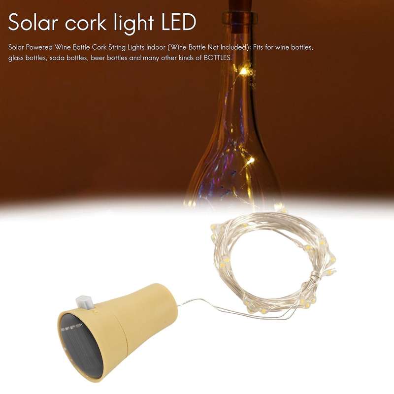 1pcs Solar 2m Led Cork Shaped 20 Led Night Fairy String Light Kork Solarbetrieben Licht Wine Lamp P