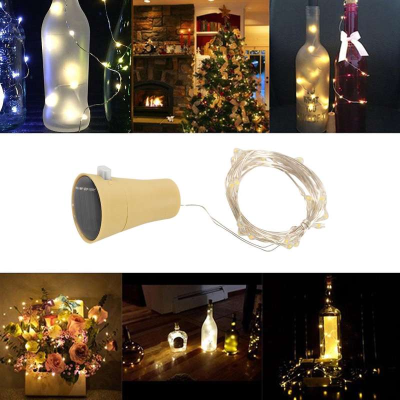 1pcs Solar 2m Led Cork Shaped 20 Led Night Fairy String Light Kork Solarbetrieben Licht Wine Lamp P